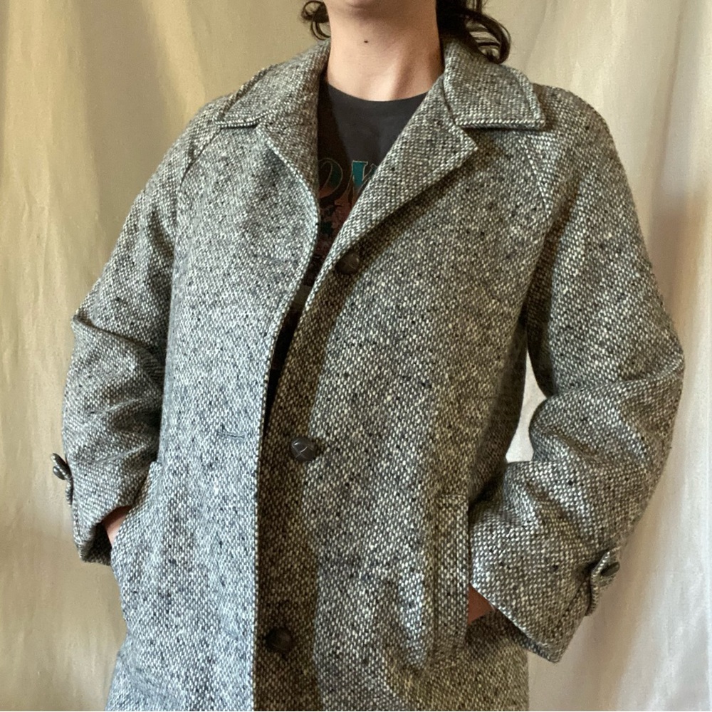 Vintage 90s Ferncroft Tweed Wool Pea Coat